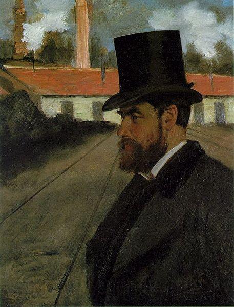 Edgar Degas Henri Rouart in front of his Factory
